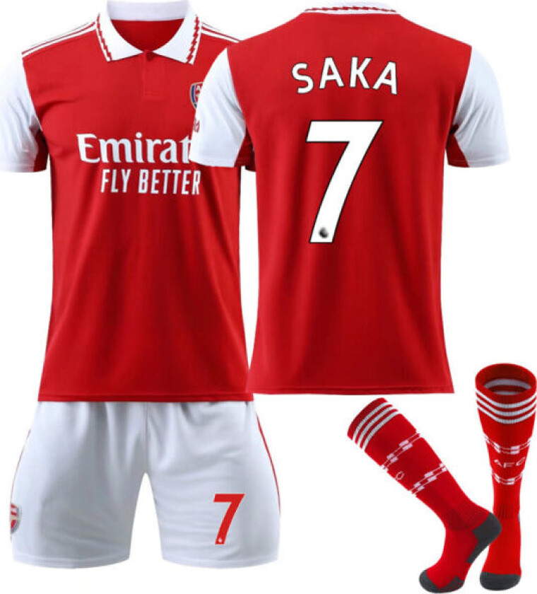 2223 Arsenal Hjemme Fotballdrakt for Barn med Sokker nr 7 Saka Fotballtrøyer 12-13 år