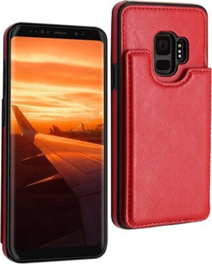 Stilig lommebokdeksel (M-Safe) for Samsung Galaxy S9 Röd