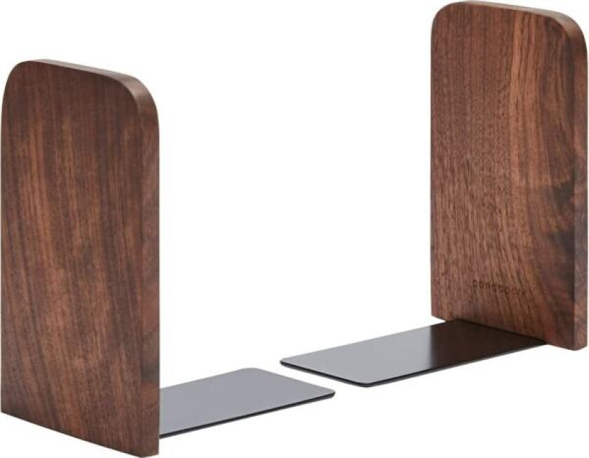 Bokstøtter i tre, 1 par, sklisikre, svart valnøtt, kontorbøker