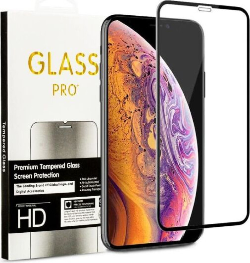 3x Herdet glassdeksel iPhone 11 Pro Max / Xs Max 5D Full Fit Transparent