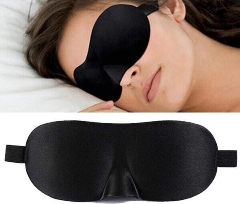 3-pakning - 3D sovemaske / øyemaske / sovemaske - Svart Svart