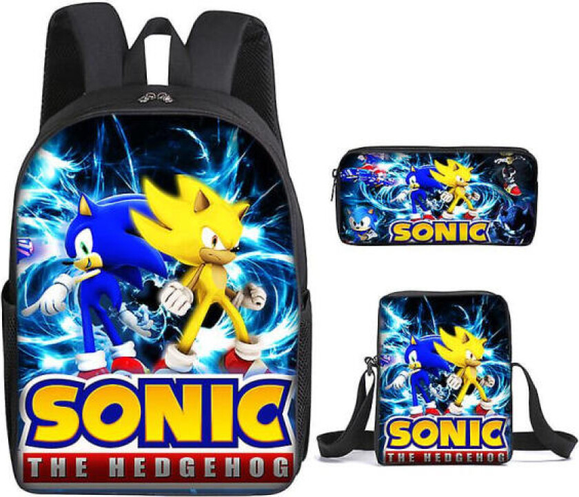 Sonic Ryggsekk 3st/ Set Elementary Cartoon Ryggsekk penn bag penn bag