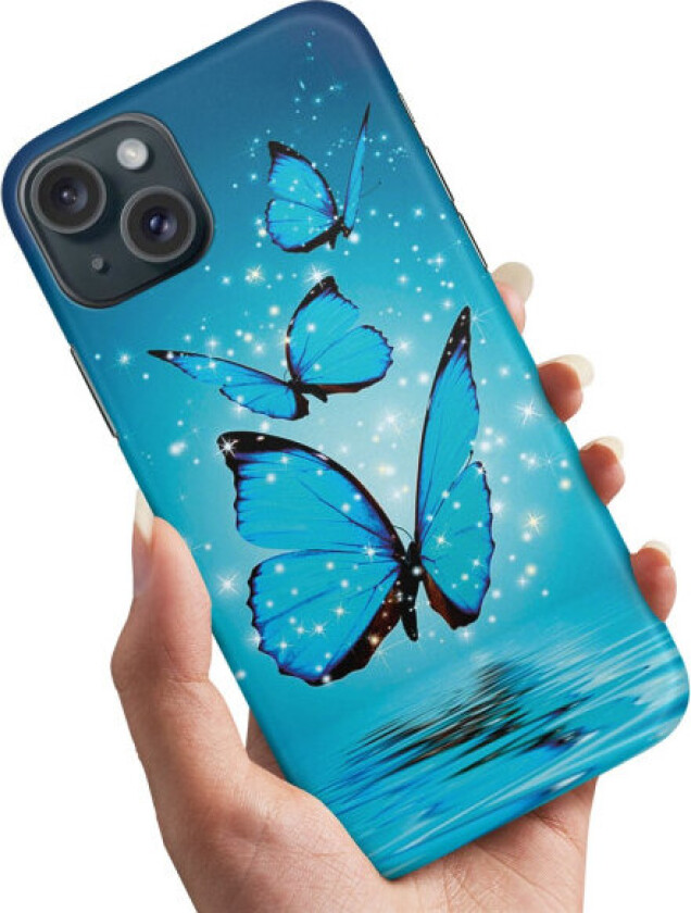 iPhone 15 - Deksel/Mobildeksel Glitrende Sommerfugler