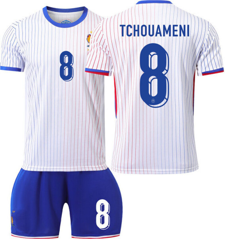 Frankrike 2024 drakt fotballdrakt UEFA Euro utgave hjem barn voksen sett nr.8 TCHOUAMENI sockless L