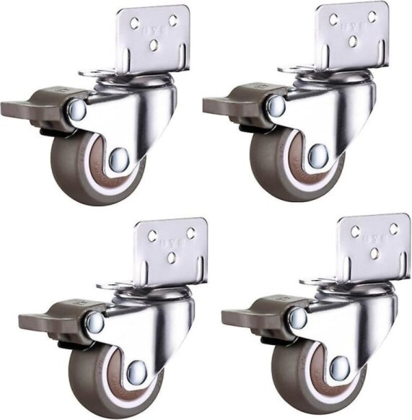 Møbelhjul tilsvarende ruller - 1,0 tommer - 4 stk. (to med brems, to uten brems)