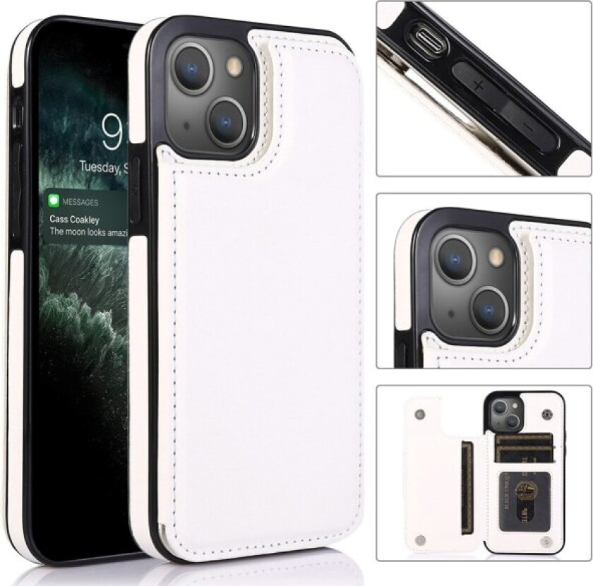 iPhone 13 - Smart og praktisk deksel med kortholder Vit