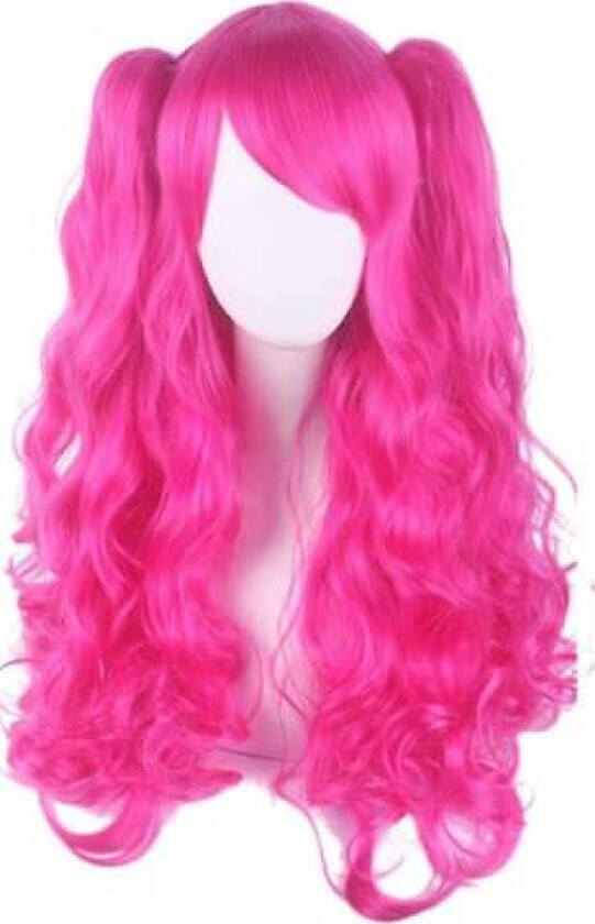 Lolita Langt Krøllet Clip On Hestehale Cosplay Parykk, Dobbel Hestehale Tiger Clip Lang Krøllet Parykk (Hot Pink),wz-1336 (FMY)