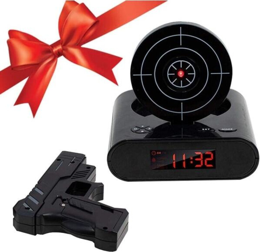 Target Wake UP Vekkerklokke, Kreativ Pistolskyting Alarm Personlig 12 Timer Digital Visning for Tungsovere, Nyhet Gave til Gutter Jenter (Sv...