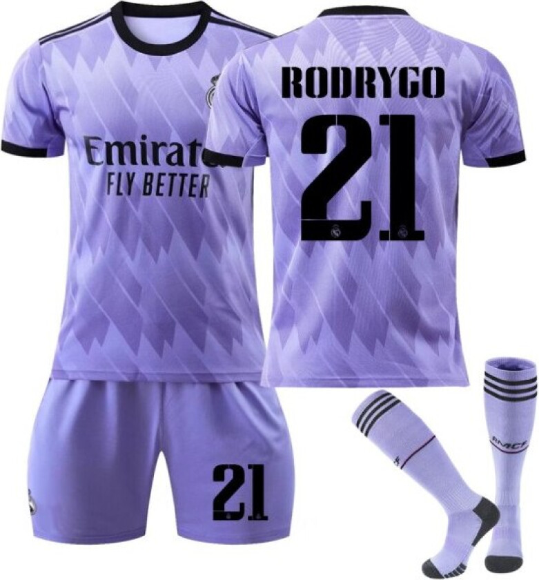 Ny sesong 2022-2023 Real Madrid Fotballdrakt Fotballuniformer RODRYGO RODRYGO 21 Kids 24(130-140CM)