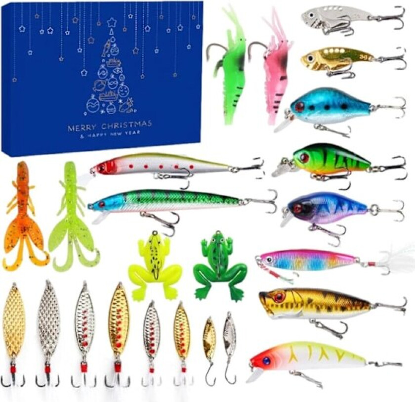 24 sett fiske-adventskalender 2023 for voksne menn tenåringsgutter, fiske-adventskalender, 100 % ny
