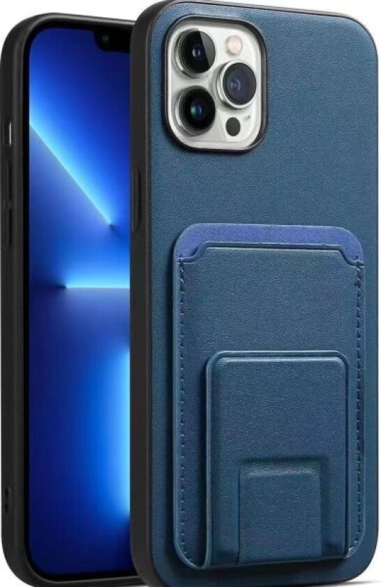 'iPhone 14'-deksel med stativfunksjon og rom for kort Blue
