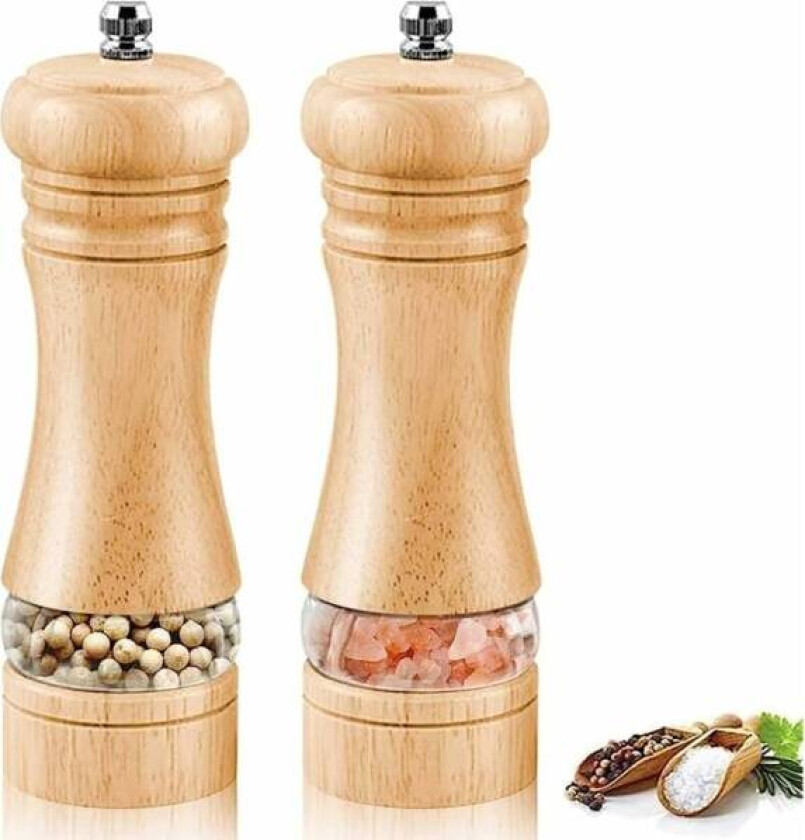 Salt- og pepperkvern, sett med 2 tre salt- og pepperkverner, manuell salt- og pepperkvern, justerbar keramisk krydderkvern, salt- og peppershaker
