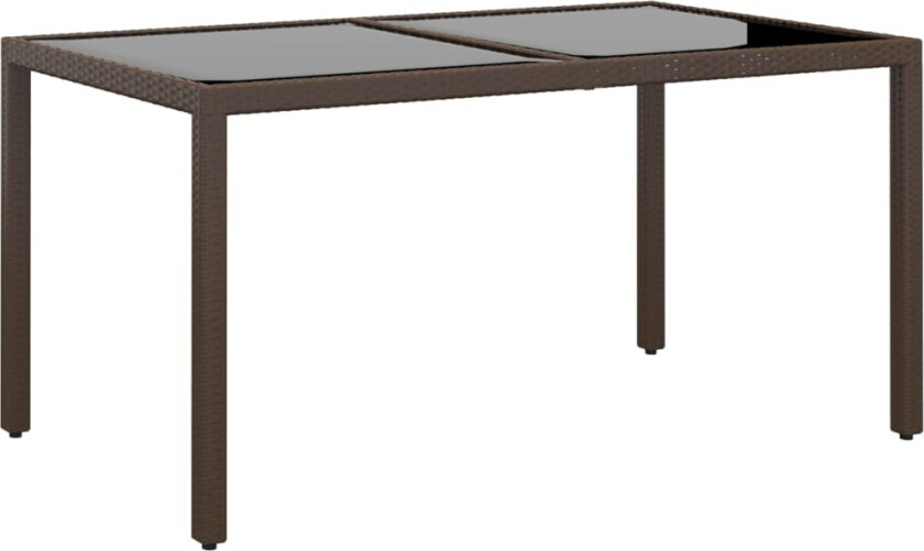 Hagebord 150x90x75 cm herdet glass og polyrotting brun