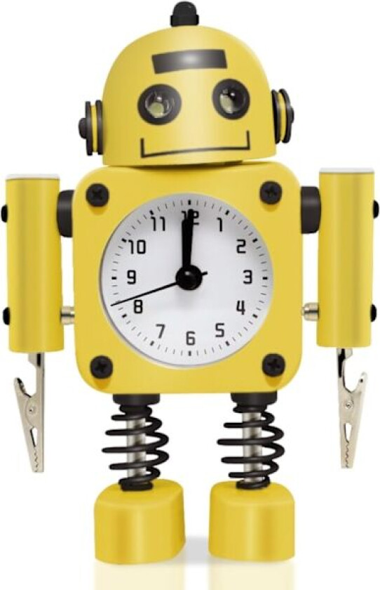 Robotvekkerklokke i rustfritt stål uten tikking - Vekkerklokke med blinkende øyelys og håndklips