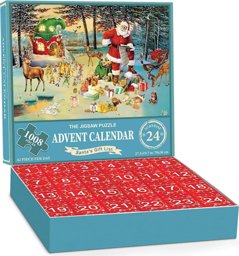 Jigsaw-puslespill Julekalender 2024, 1008 Brikker Julegavebutikk Puslespill 24 Dagers Leketøysbutikk Puslespill Julekalender K