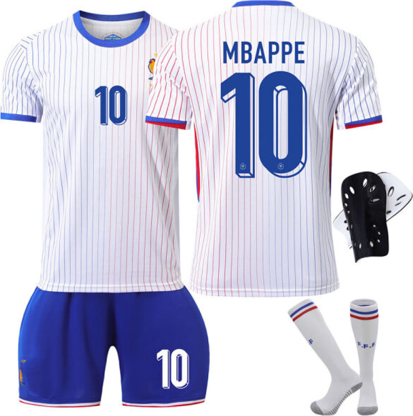 Frankrike 2024 drakt fotballdrakt UEFA Euro utgave hjem barn voksen sett nr.10 MBAPPE With socks+protective gear 26