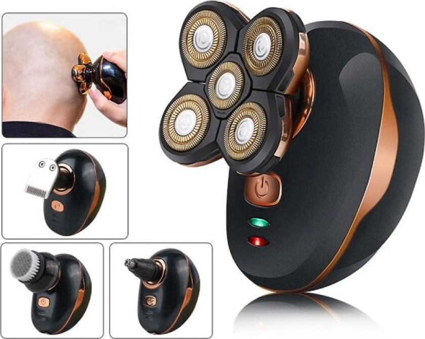 Elektrisk barbermaskin for menn 5 hoder barbermaskin skallegg hår skjegg trimmer skjeggfjerner