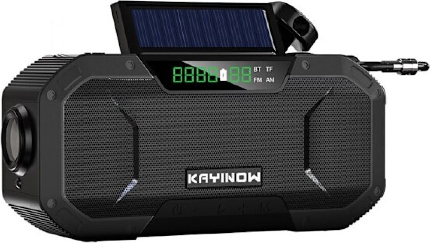 Boom Crank Radio 5000mAh Power Bank Bluetooth-høyttalerlys - Svart