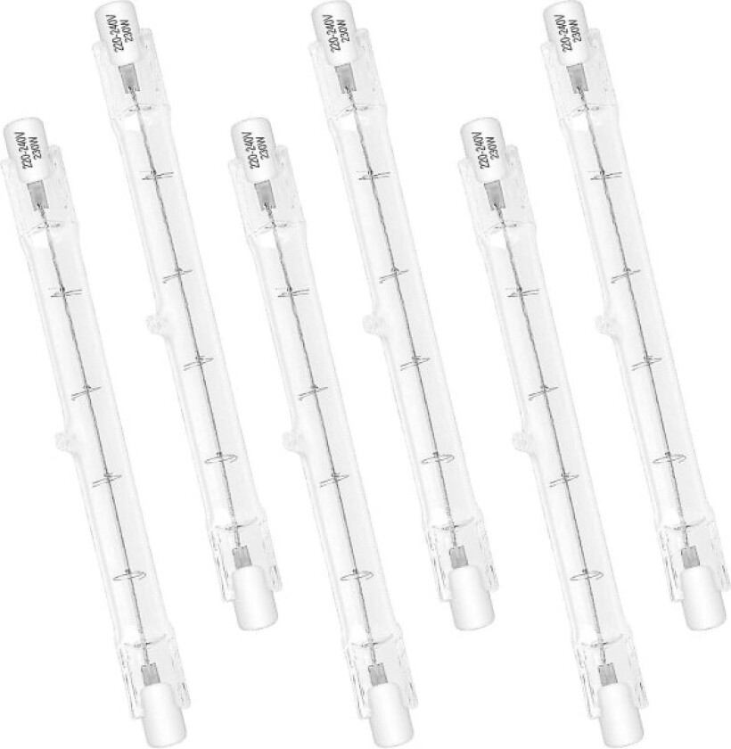 Pakke med 6 R7S halogenpærer 118mm 240W 230V, J118 sikkerhetspære lineære flomlyspærer, dimbare, 2700K varmt hvitt, 4650lm