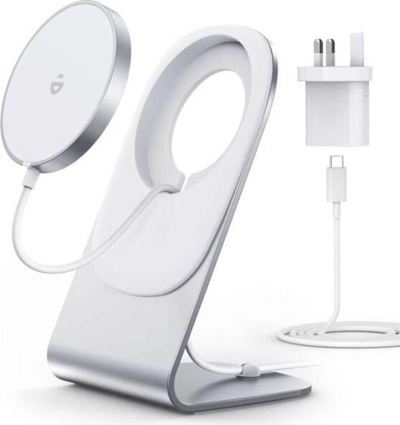 Magnetisk trådløs lader for iPhone 15/14/13/12-serien - med Mag Safe-laderstativ og adapter, kompatibel med Magsafe iPhone (europeisk standard) European regulations