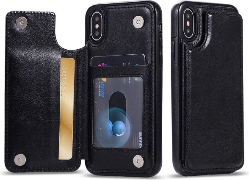 Stilig lommebokdeksel (M-Safe) for iPhone XS Max Svart