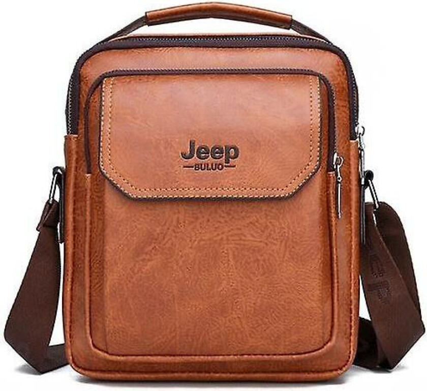Herre Skulder Bag Messenger Bag Herre Glidelås Herre Bag Høy Kapasitet(brun)