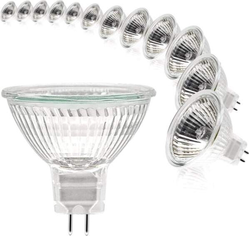 MR16 Spotlyspære, 12V 20W Lyspære, Gu5.3 Lyspære Dimbar MR16 Lyspære, Varm Hvit 2700K, Pakke med 12 (MR16-20W-12P)
