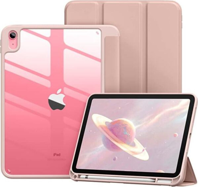 Etui til iPad 10. generasjon, 2022 iPad 10.9 modell, mykt TPU-etui til iPad 10, deksel med Apple Pencil-holder, gjennomsiktig bakside, automatisk vekk/søv