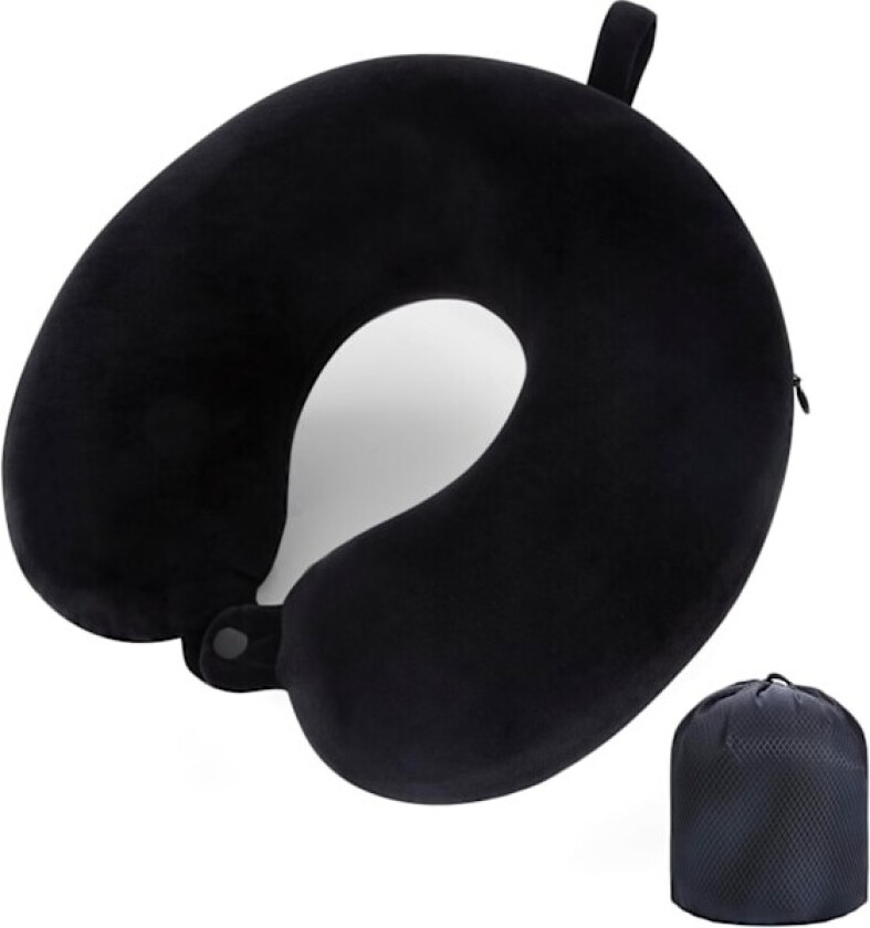 Reisepute Nakkepute Memory Foam Reiseputer Hodepute for Fly Biler Tog Kontorreiser Essensielle flyputer for en lang tid Svart Black One Size