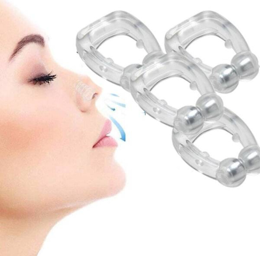 4 stk. silikon neseklips magnetisk anti-snork stopper snorking stille søvnhjelp enhet
