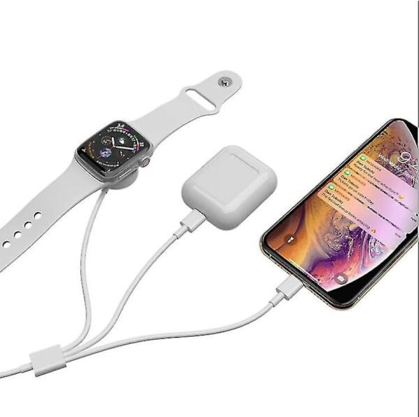 3 i 1-kabel for iPhone Airpods Apple Watch-lader USB trådløs ladestasjon