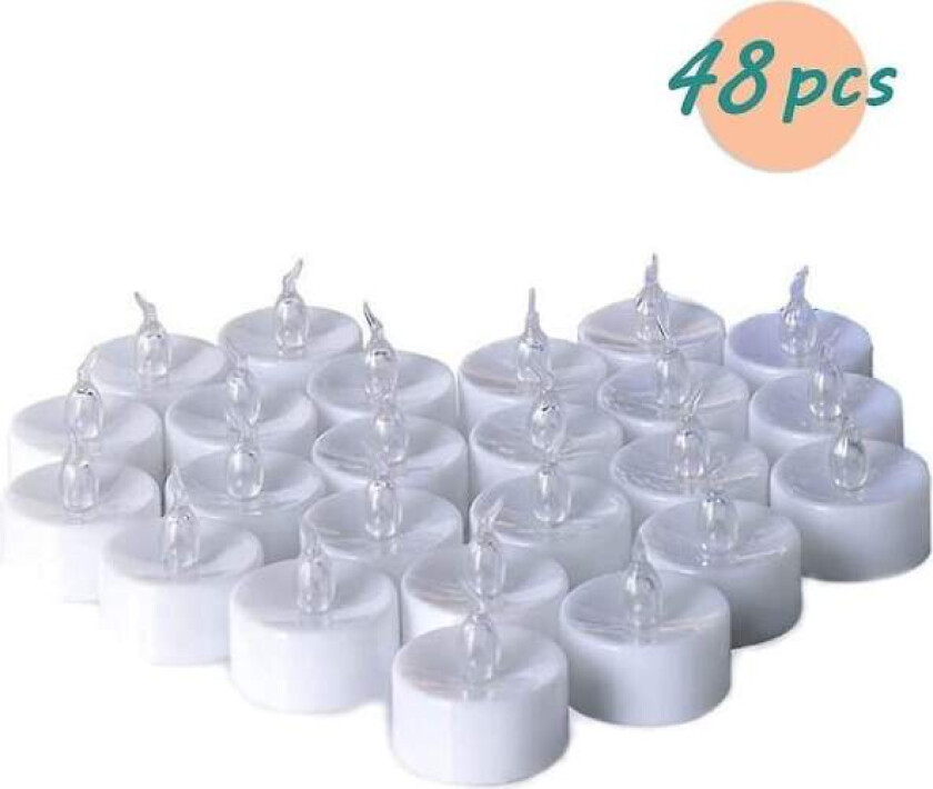 48stk Flameless Led Telys Lys-Flimrende Effekt-Varmhvit