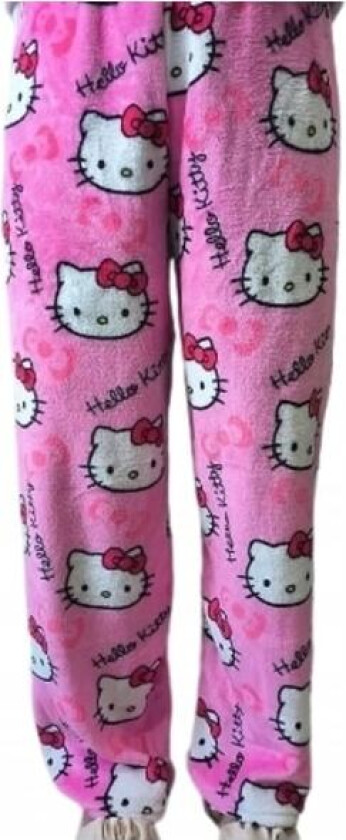 Tegneserie HelloKitty Flanell Pyjamas Plysj og Tykk Isolasjon Pyjamas for Kvinner - Rosa XXL Pink XL