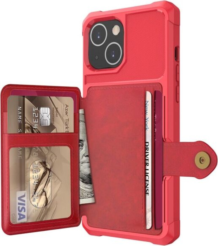 Smidig deksel med kortlomme - iPhone 13 Röd