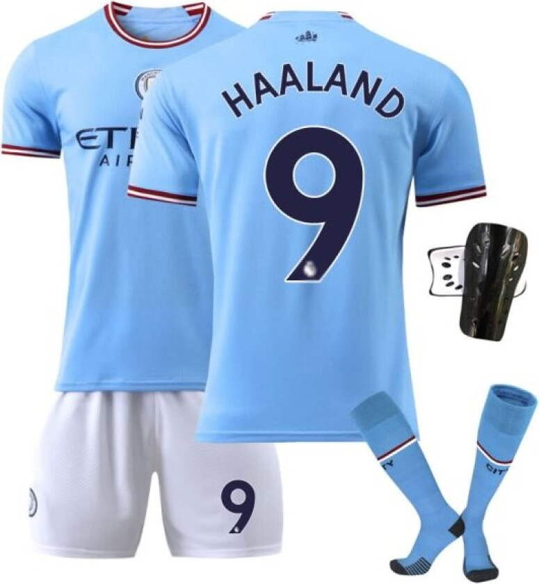 Manchester City drakt 22-23 Fotballdrakt voksen drakt nummer 9 HAALAND Nr 9+str+skyd XL 9 XL