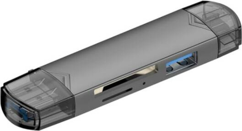 CDQ 6 i 1 USB 3.0-kortleser SD TF-kort USB-minne Grå