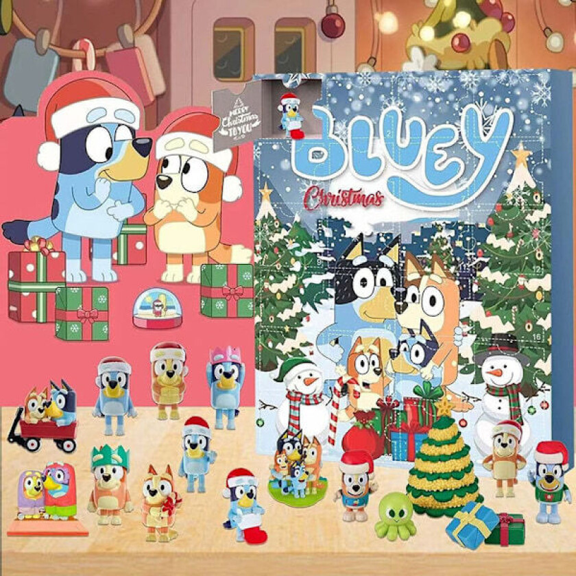 Bluey Hund 2024 Julekalender for Barn, (Oppgradert Versjon) 44 Gavedeler - Tilfeldig Stil (Blindboks), Barns Festival Adventskalender B