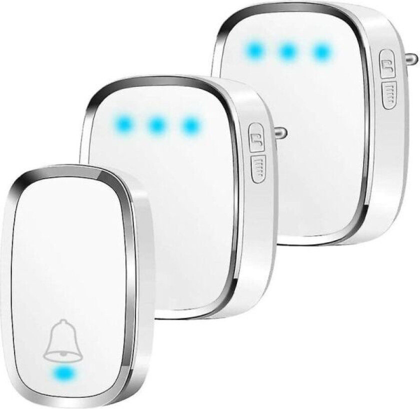 Trådløs dørklokke, utendørs trådløs ringeklokke vanntett 300 meter rekkevidde, ringeklokkesett med LED og 36 melodier på 4 nivåer volum for hjem, kontor, hotell-1