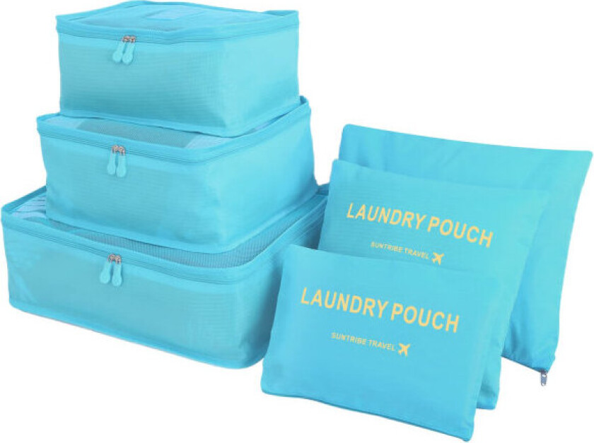 6PCS Reisearrangør Pakkekuber Sett Holdbare Reisebagasjearrangører Koffertoppbevaringsposer Kompresjonsposer for Reisetilbehør
