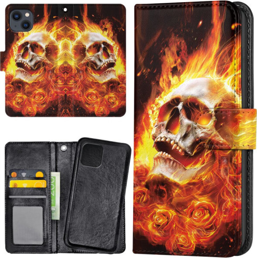 iPhone 15 - Lommebok Deksel Burning Skull