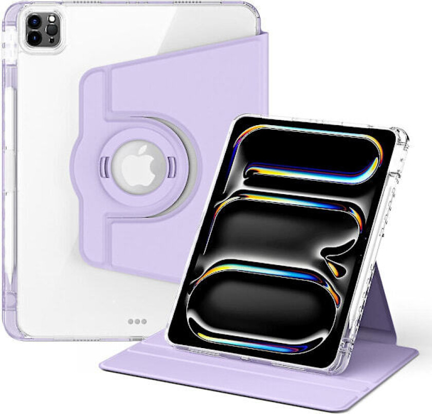 Etui med stativ for iPad Pro 13 (2024) - Lær + Klar Akryl Avtakbart Tablettdeksel - Lilla Purple iPad Pro 13 (2024)