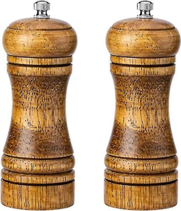 Salt og pepperkvernsett, vintage eik pepperkvern saltbøsse