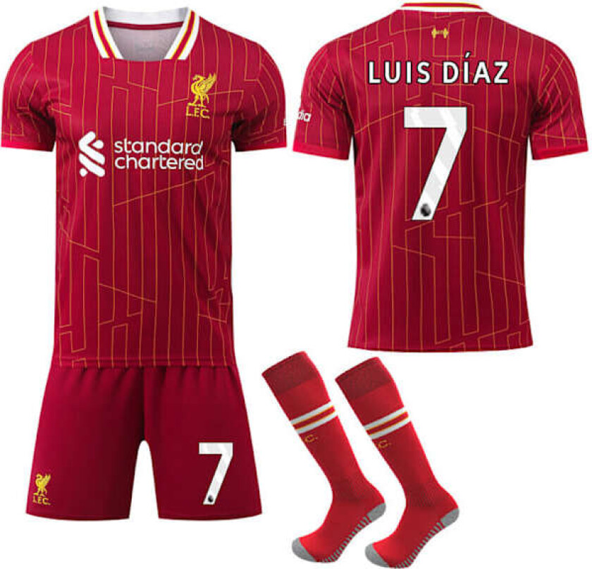 24-25 Ny Liverpool Hjemme Fotballdrakt Barn Voksen Nr.7 Luis Diaz 28