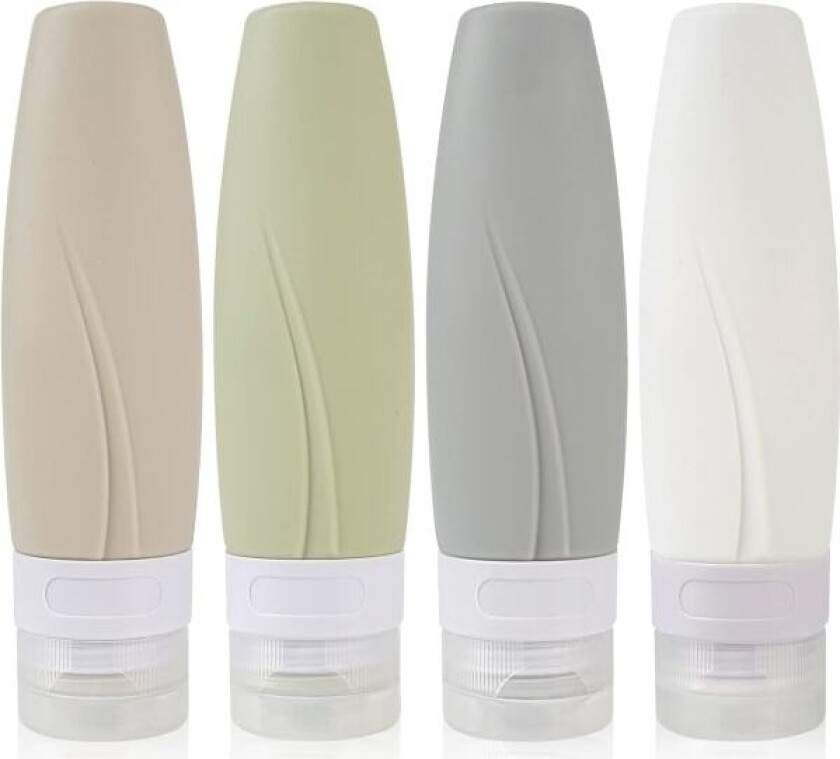 90 ml reiseflasker i sett, lekkasjesikre silikonflasker og T