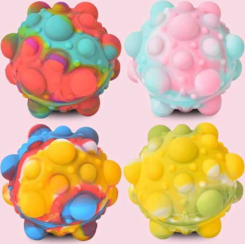 4 stk 3D Anti-trykk Squeeze Pop Ball It Fidget Toy Gratis Mat Grade Silikon Sensoriske Leke Stressballer for Barn Voksne Eldre Over 1 År