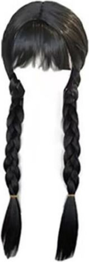 Wednesday Addams parykk for barn og kvinner, Addams svart lang flettet