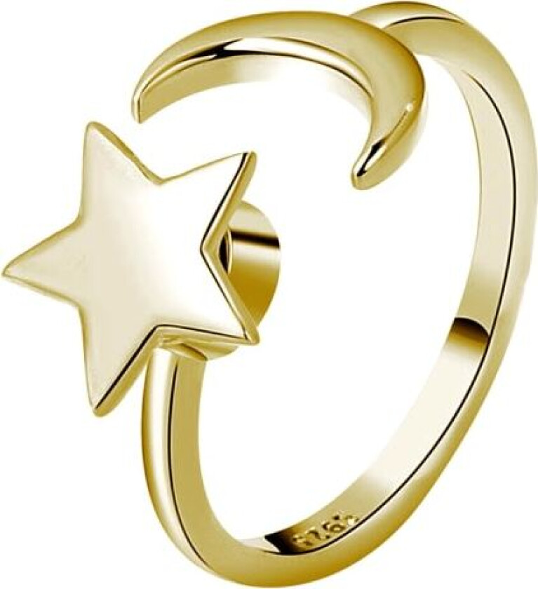 Gull Silver Ring Anti Angst Fidget Ring Ångest Ring Stjerne Måne Spinning Stress Relief Ring Spinner Meditasjonsring Gullfarget SQBB