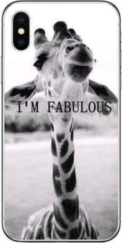 Morsomt deksel for alle iPhone 14-modeller giraff tekst I am fab Grey one size