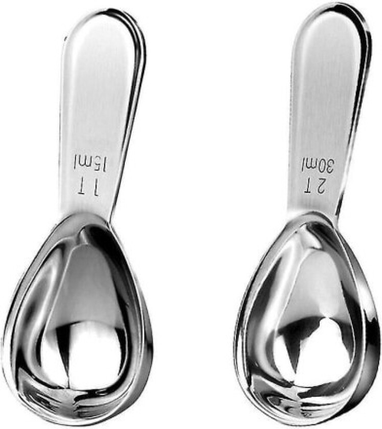 Måleskje i rustfritt stål for kaffe og te med 15 ml og 30 ml skje
