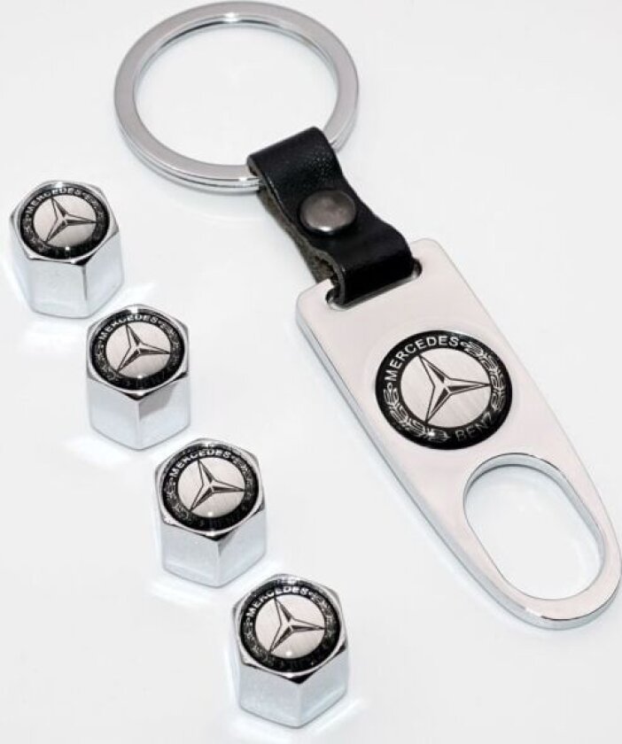 Mercedes logo ventilhetter med nøkkelring Silver one size